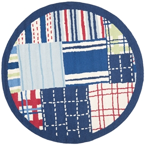 Safavieh 6'-0&quot X 6'-0&quot Round Wool Hand Tufted Rug In Blue And Red