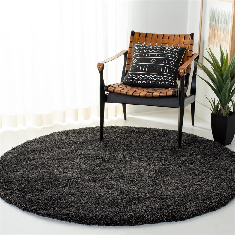 Safavieh Milan Shag Round Rug in Dark Grey