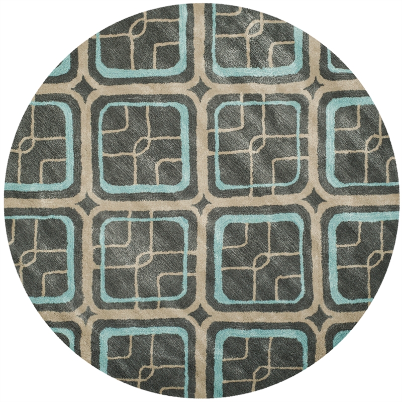 Safavieh Soho 6' X 6'  Round Wool and Viscose Hand Tufted Rug in Gray / Blue