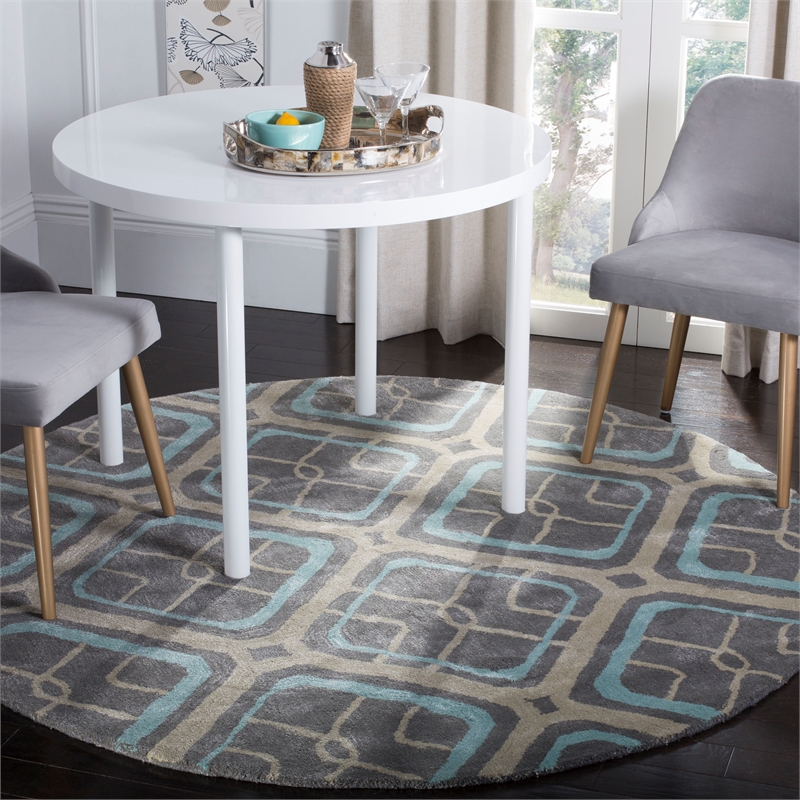 Safavieh Soho 6' X 6'  Round Wool and Viscose Hand Tufted Rug in Gray / Blue