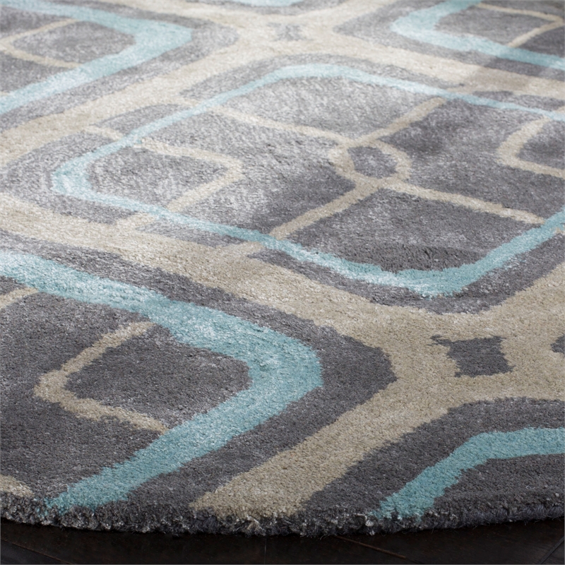 Safavieh Soho 6' X 6'  Round Wool and Viscose Hand Tufted Rug in Gray / Blue