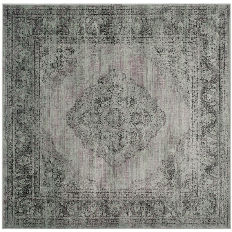 Safavieh Vintage 6' X 6' Square Polyester Power Loomed Rug In Light Blue