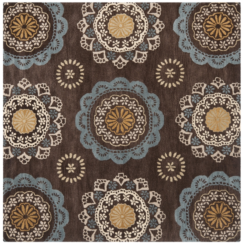 Safavieh Wyndham Square Rug in Eggplant / Multi