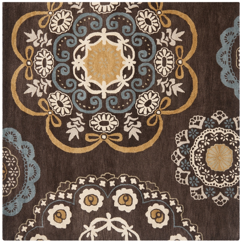 Safavieh Wyndham Square Rug in Eggplant / Multi