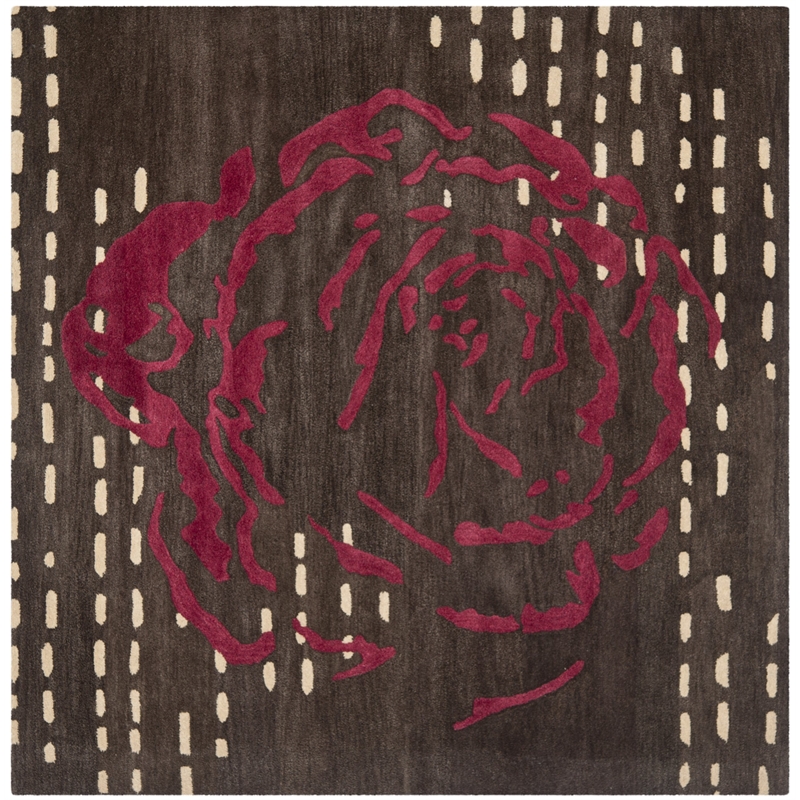 Safavieh Wyndham Square Rug in Charcoal / Red
