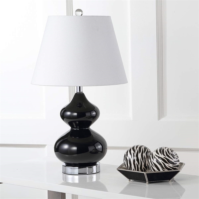 Safavieh Eva Double Gourd Glass Lamp (Set Of 2) in Black