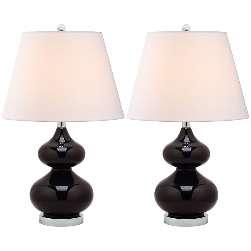 Safavieh Eva Double Gourd Glass Lamp (Set Of 2) in Black