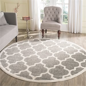 Safavieh Amherst Dark Grey Indoor Outdoor Rug - Round 5'