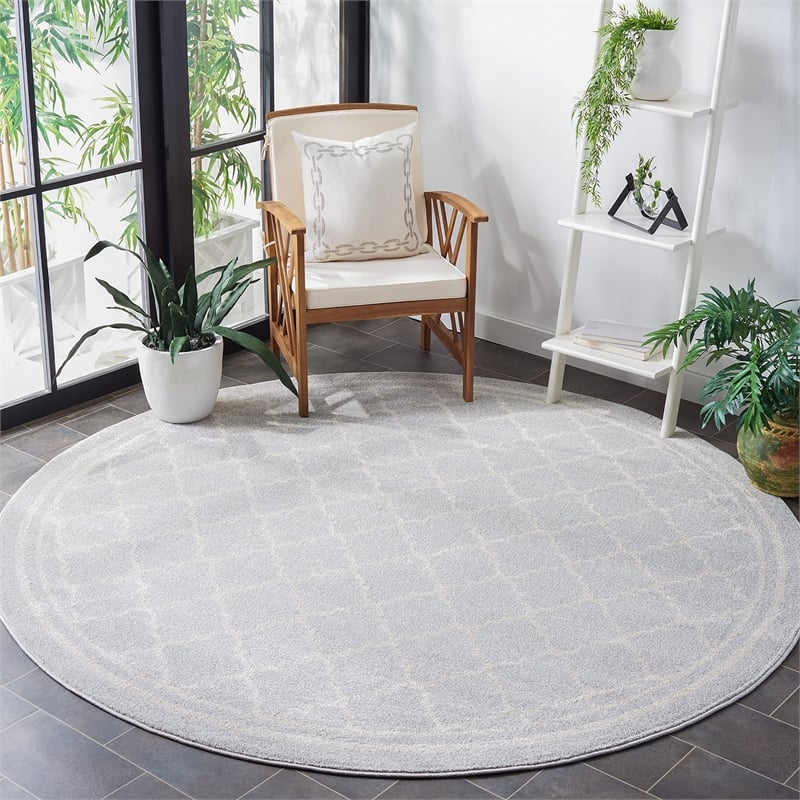 Safavieh Amherst Light Grey Indoor Outdoor Rug - Round 7'