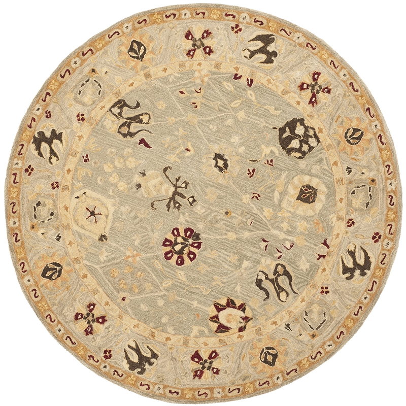 Safavieh Anatolia Grey Blue Traditional Rug - Round 6'