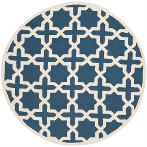 Safavieh Cambridge 8' X 8' Round Wool Hand Tufted Rug in Navy / Ivory