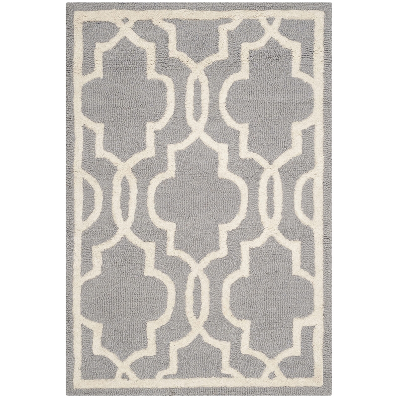 Safavieh Cambridge 2' X 3' Wool Hand Tufted Rug in Silver / Ivory