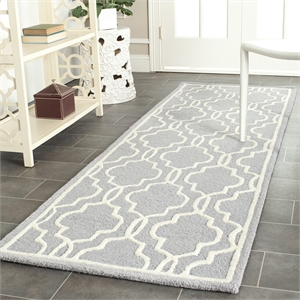 Safavieh Cambridge 2'-6&quot x 10'-0&quot Wool Hand Tufted Rug in Silver / Ivory