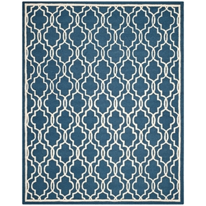 Safavieh Cambridge 11'-0&quot x 15'-0&quot Wool Hand Tufted Rug in Navy / Ivory