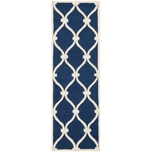 Safavieh Cambridge 2'-6&quot x 10'-0&quot Wool Hand Tufted Rug in Navy / Ivory