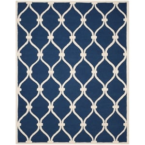 Safavieh Cambridge 10'-0&quot x 14'-0&quot Wool Hand Tufted Rug in Navy / Ivory
