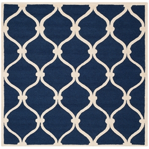 Safavieh Cambridge 8'-0&quot x 8'-0&quot Wool Hand Tufted Rug in Navy / Ivory