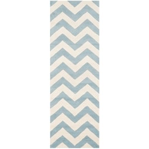Safavieh Chatham 2'-3&quot X 11' Wool Hand Tufted Rug in Blue / Ivory