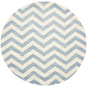 Safavieh Chatham 5' X 5' Round Wool Hand Tufted Rug in Blue / Ivory