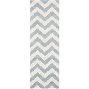 Safavieh Chatham 2'-3&quot X 9' Wool Hand Tufted Rug in Blue / Ivory