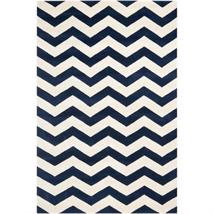 Safavieh Chatham 5' X 8' Wool Hand Tufted Rug in Navy / Ivory