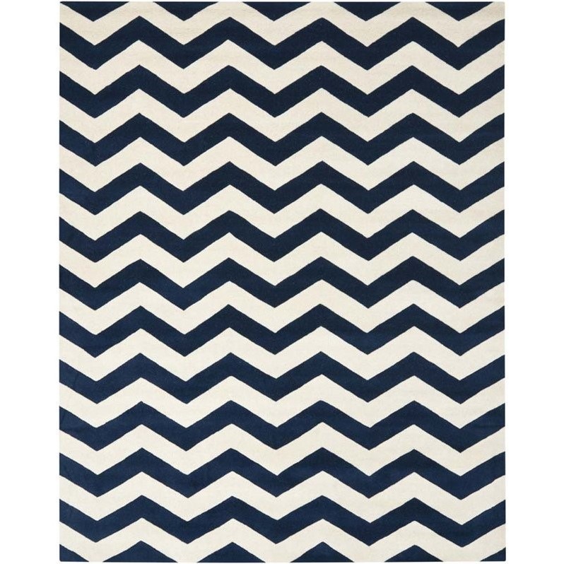 Safavieh Chatham 10' X 14' Wool Hand Tufted Rug in Navy / Ivory