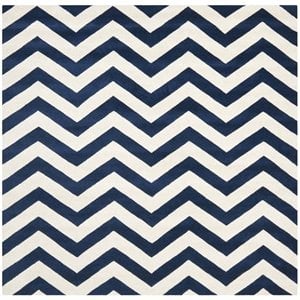 Safavieh Chatham 10' X 10' Square Wool Hand Tufted Rug in Navy / Ivory