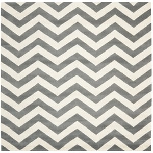 Safavieh Chatham 5' X 5' Square Wool Hand Tufted Rug In Dark Gray And Ivory