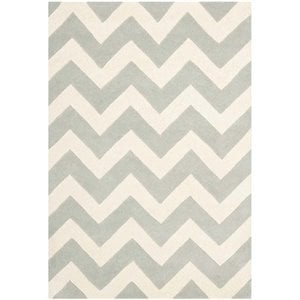 Safavieh Chatham 3' X 5' Wool Hand Tufted Rug in Gray / Ivory