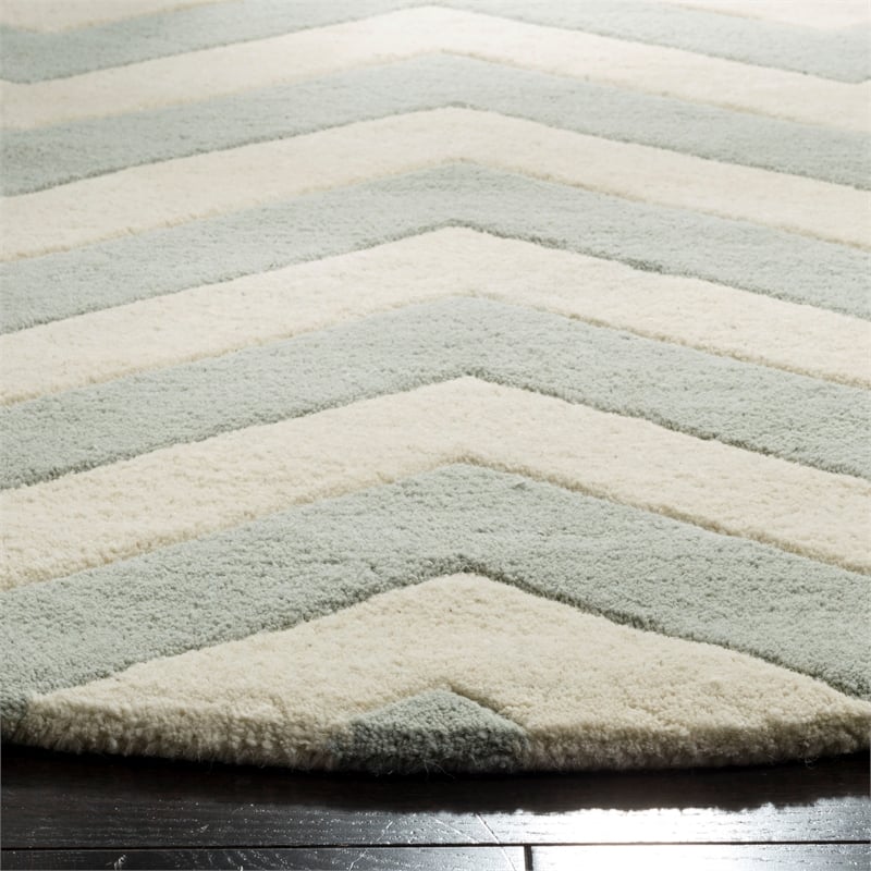 Safavieh Chatham 9' X 9' Round Wool Hand Tufted Rug in Gray / Ivory