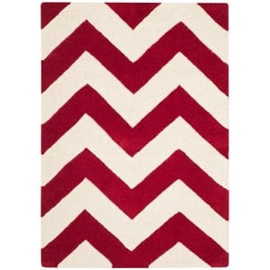 Safavieh Chatham 3' X 5' Wool Hand Tufted Rug in Red / Ivory