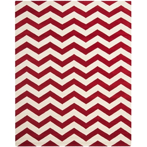 Safavieh Chatham 2'-3&quot X 5' Wool Hand Tufted Rug in Red / Ivory