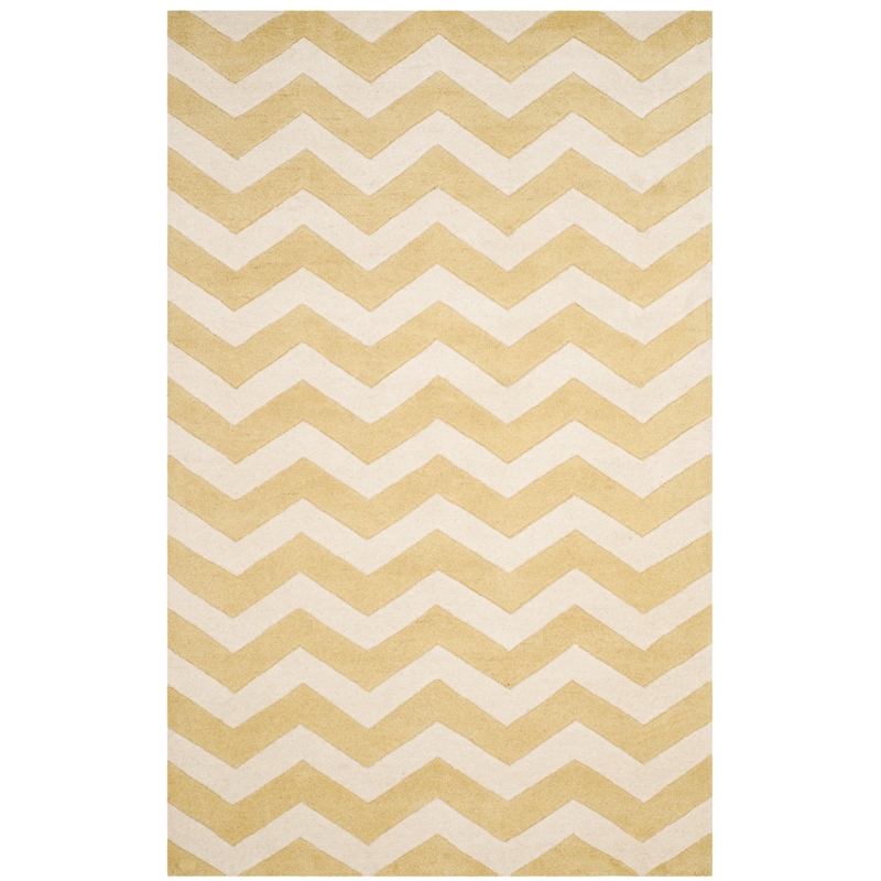 Safavieh Chatham 5' X 8' Wool Hand Tufted Rug in Gold / Ivory