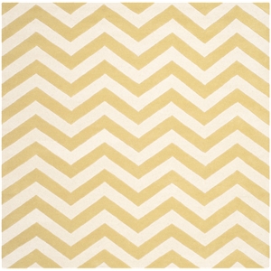 Safavieh Chatham 7' X 7'  Square Wool Hand Tufted Rug in Gold / Ivory