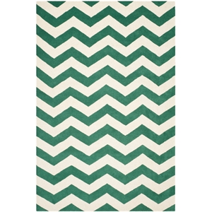 Safavieh Chatham 6' X 9' Wool Hand Tufted Rug in Teal / Ivory