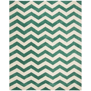 Safavieh Chatham 8'-9&quot X 12' Wool Hand Tufted Rug in Teal / Ivory