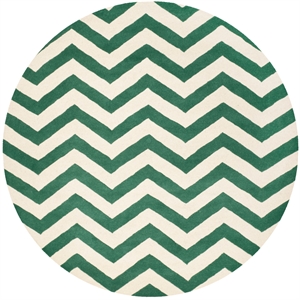 Safavieh Chatham 7' X 7' Round Wool Hand Tufted Rug in Teal / Ivory