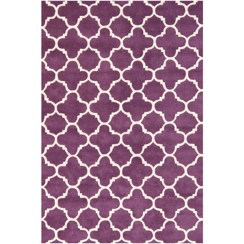 Safavieh Chatham 4' X 6' Wool Hand Tufted Rug in Purple / Ivory