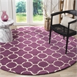 Safavieh Chatham 7' X 7' Round Wool Hand Tufted Rug in Purple / Ivory