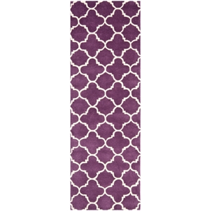 Safavieh Chatham 2'-3&quot X 7' Wool Hand Tufted Rug in Purple / Ivory
