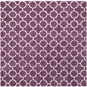 Safavieh Chatham 7' X 7' Square Wool Hand Tufted Rug in Purple / Ivory