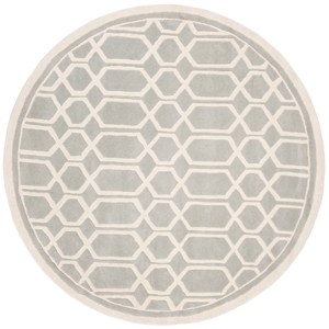 Safavieh Chatham 5' X 5' Round Wool Hand Tufted Rug in Gray / Ivory