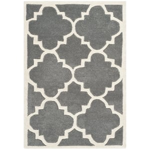 Safavieh Chatham 2' X 3' Wool Hand Tufted Rug In Dark Gray And Ivory