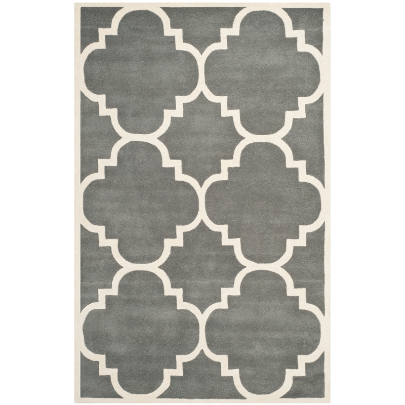 Safavieh Chatham 5' X 8' Wool Hand Tufted Rug In Dark Gray And Ivory