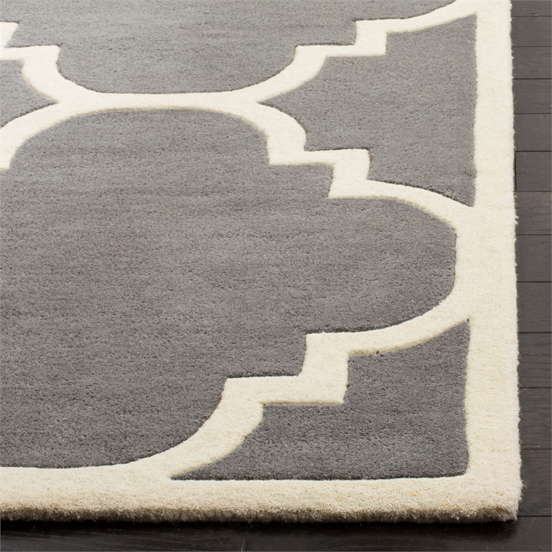 Safavieh Chatham 5' X 8' Wool Hand Tufted Rug In Dark Gray And Ivory