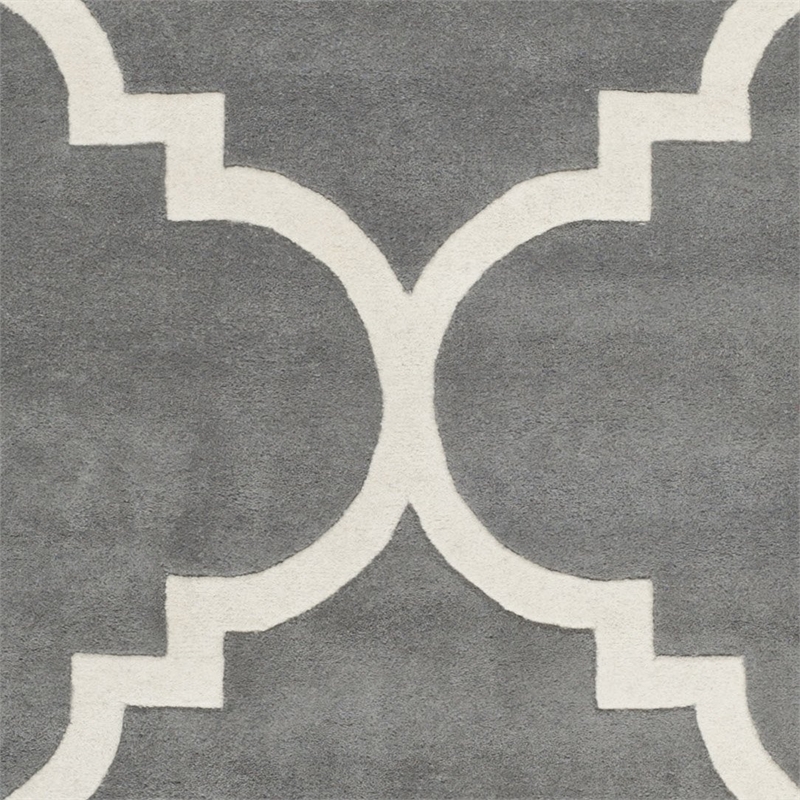 Safavieh Chatham 8' X 10' Wool Hand Tufted Rug In Dark Gray And Ivory