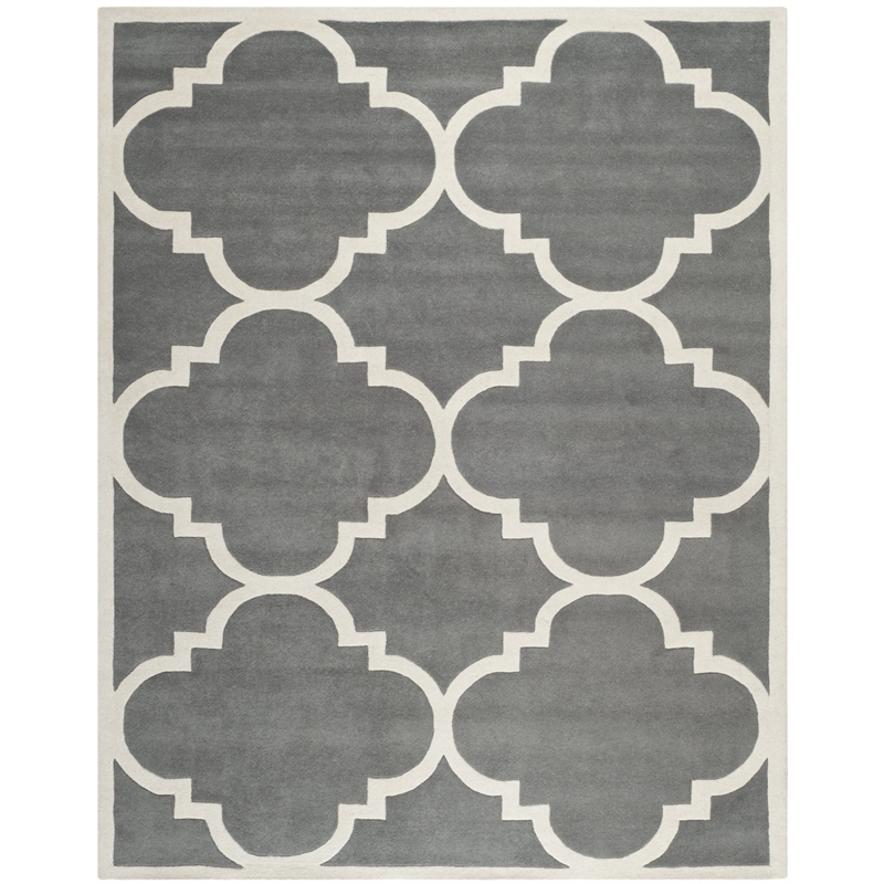 Safavieh Chatham 8' X 10' Wool Hand Tufted Rug In Dark Gray And Ivory