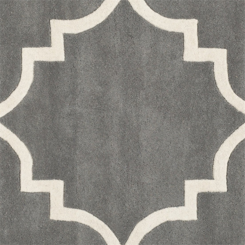 Safavieh Chatham 7' X 7' Square Wool Hand Tufted Rug In Dark Gray And Ivory