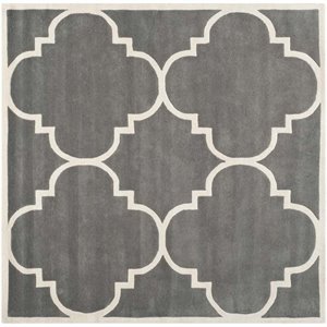 Safavieh Chatham 8'-9&quot X 8'-9&quot Wool Hand Tufted Rug In Dark Gray And Ivory