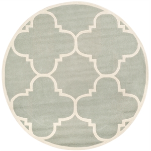 Safavieh Chatham 4' X 4' Round Wool Hand Tufted Rug in Gray / Ivory